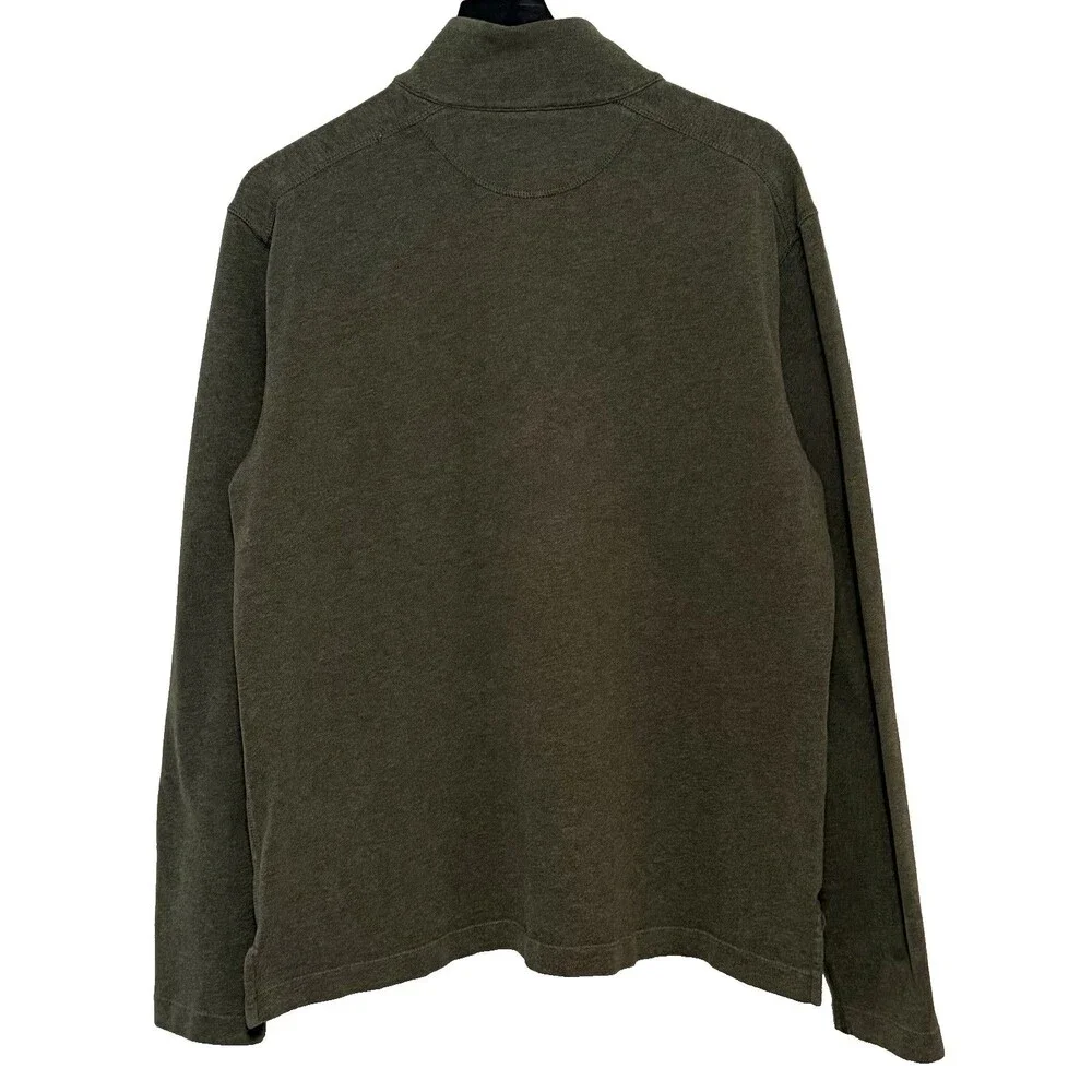 J. Crew Sueded Jersey Quarter Zip Pullover Large 100% Cotton Green Preppy